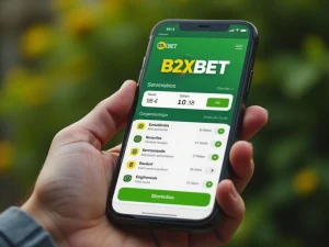 Aplicativo oficial B2xbet em smartphone exibindo odds de apostas esportivas ao vivo no Brasil
