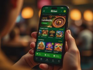 Interface de cassino online B2xbet em português exibindo jogos de roleta, blackjack, bingo, poker e Aviator no Brasil.